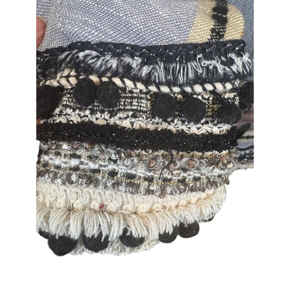 2/$30 ZARA Small Woven BOHO Open-Front Jacket Cardigan Fringe Pom Tassel Trim - Picture 6 of 15